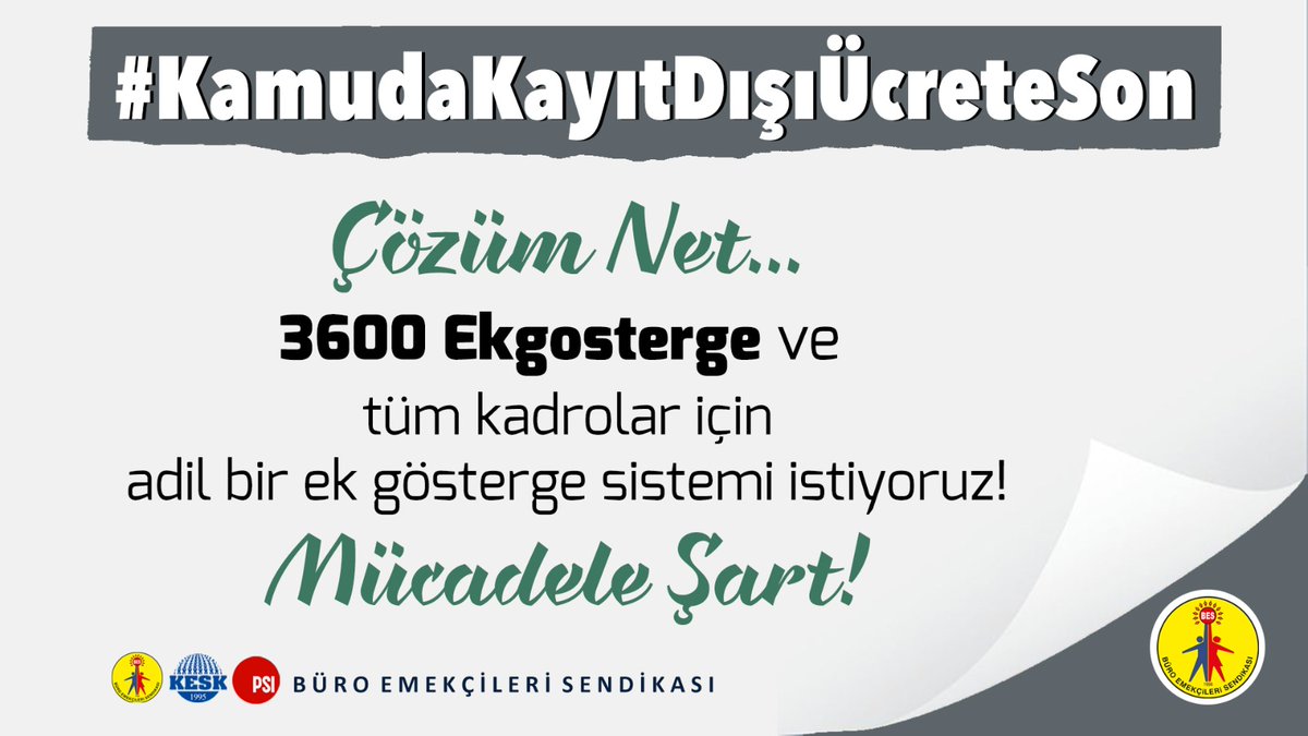 3600 ek gösterge ayrımsız tüm kamu emekçilerine verilsin!
İmza kampanyamız seni bekliyor  
change.org/KAMUDAKAYITDIŞ…

#KamudaKayıtDışıÜcreteSon
<a href="/csgbakanligi/">T.C. Çalışma ve Sosyal Güvenlik Bakanlığı</a>
<a href="/TBMMresmi/">TBMM</a>