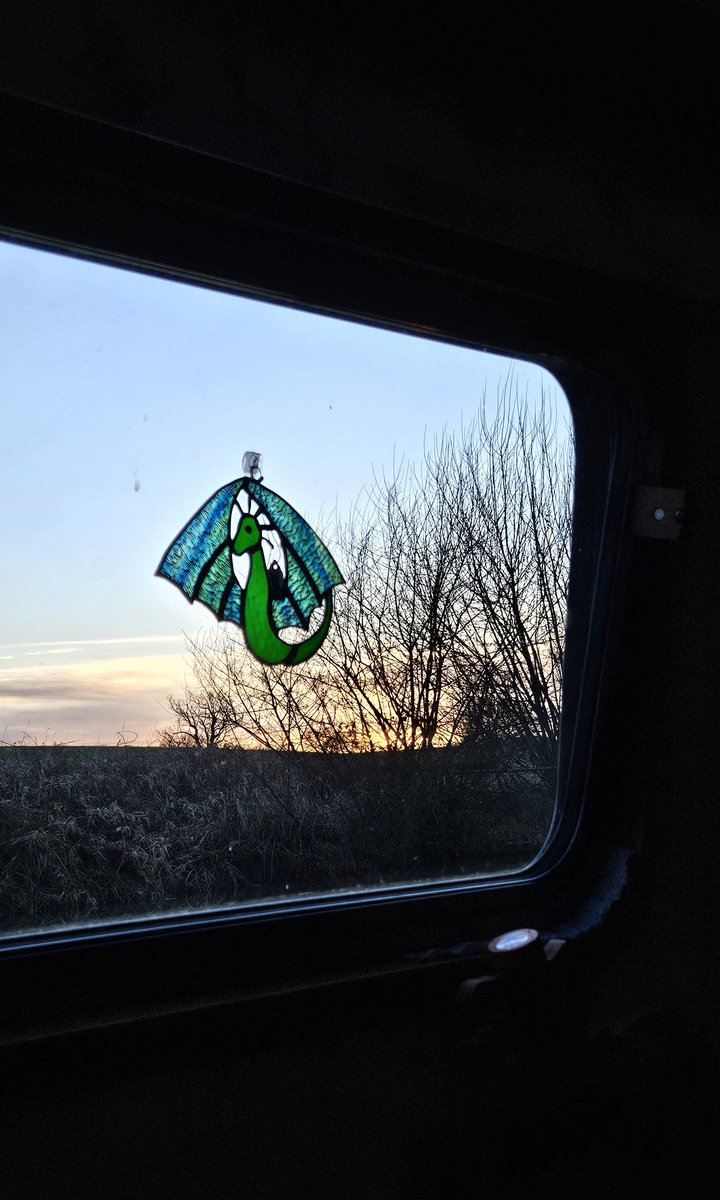 #WIPWednesday a flight/thunder/wing?? of #dragons drying off before thier final clean &amp; polish. A finished #kingfisher in a rainy window &amp; some sun, briefly, earlier! #BearsAfloat #buyitoffaboat #electricboats #RCTA #stainedglass