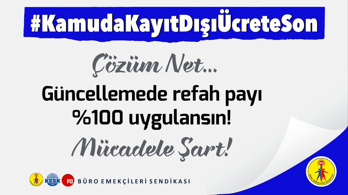 Çözüm Net: Tam sigorta!
Güncellemede refah payı %100 uygulansın!
İmza kampanyamız seni bekliyor  
change.org/KAMUDAKAYITDIŞ…

#KamudaKayıtDışıÜcreteSon
<a href="/csgbakanligi/">T.C. Çalışma ve Sosyal Güvenlik Bakanlığı</a>
<a href="/TBMMresmi/">TBMM</a>