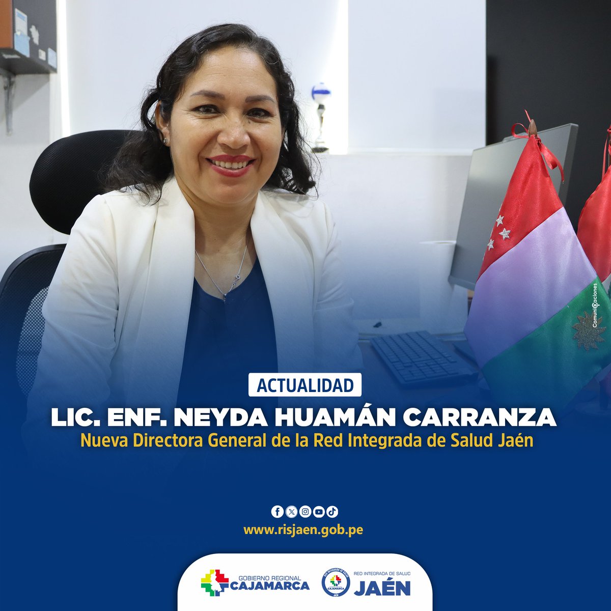 JaenDisa's tweet photo. #Actualidad
Lic. Enf. Neyda Huamán Carranza
Nueva Directora de la Red Integrada de Salud Jaén. https://t.co/h8UGCXuODi