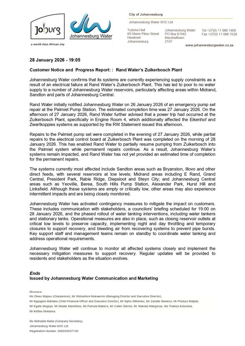 Johannesburg Water tweet media
