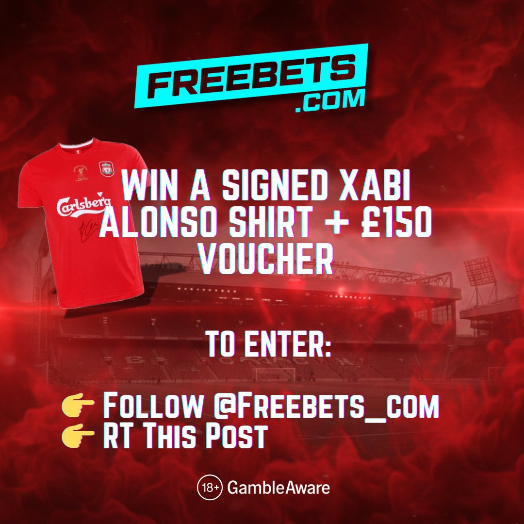 🚨 COMPETITION 🚨

Win a signed Xabi Alonso Liverpool shirt and £150 shopping voucher thanks to <a href="/freebets_com/">Freebets.com</a> 🔴 

HOW TO ENTER

👉 Follow <a href="/freebets_com/">Freebets.com</a> 
👉 RT this post
✅ Simple as that 

Closes 4th February, good luck 🙏