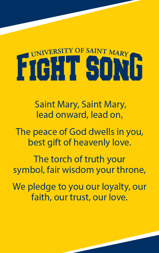 UniversityofSa3's tweet photo. 🎶 Saint Mary has a Fight Song—and it says it all. 💙💛

Saint Mary, Saint Mary, lead onward, lead on,
The peace of God dwells in you,
best gift of heavenly love.
We pledge to you our loyalty, our faith, our trust, our love.

Save this for game day!
#GoSpires  #USMTradition https://t.co/Oy3ooz0BHA