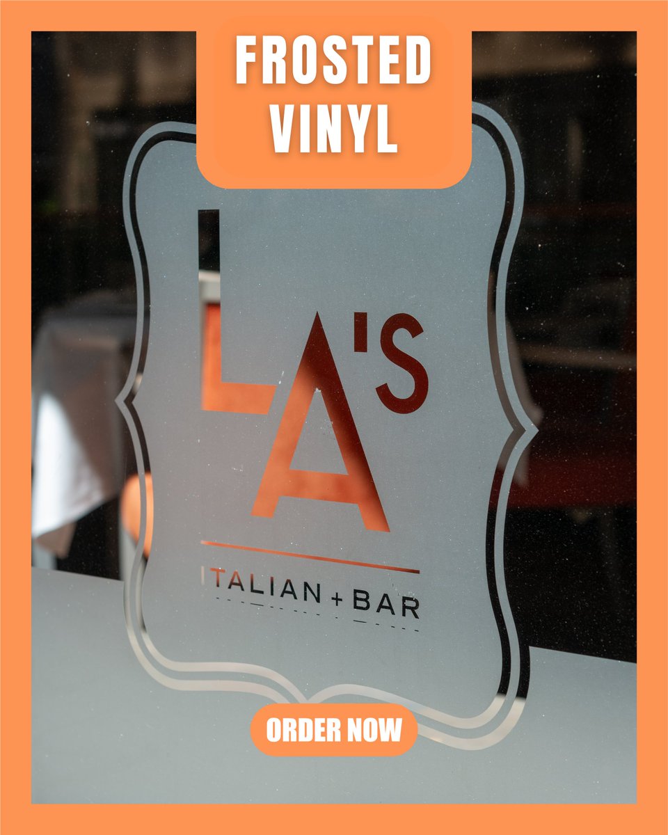 StickerGenius's tweet photo. Frosted vinyl adds a clean, modern look to any window while still allowing light to shine through. It is perfect for restaurants and storefronts that need privacy without sacrificing style 🧡⁠ ⁠ 

#FrostedVinyl #CustomVinyl #WindowGraphics #StorefrontDesign #StickerGenius https://t.co/2QdC4ReDAa