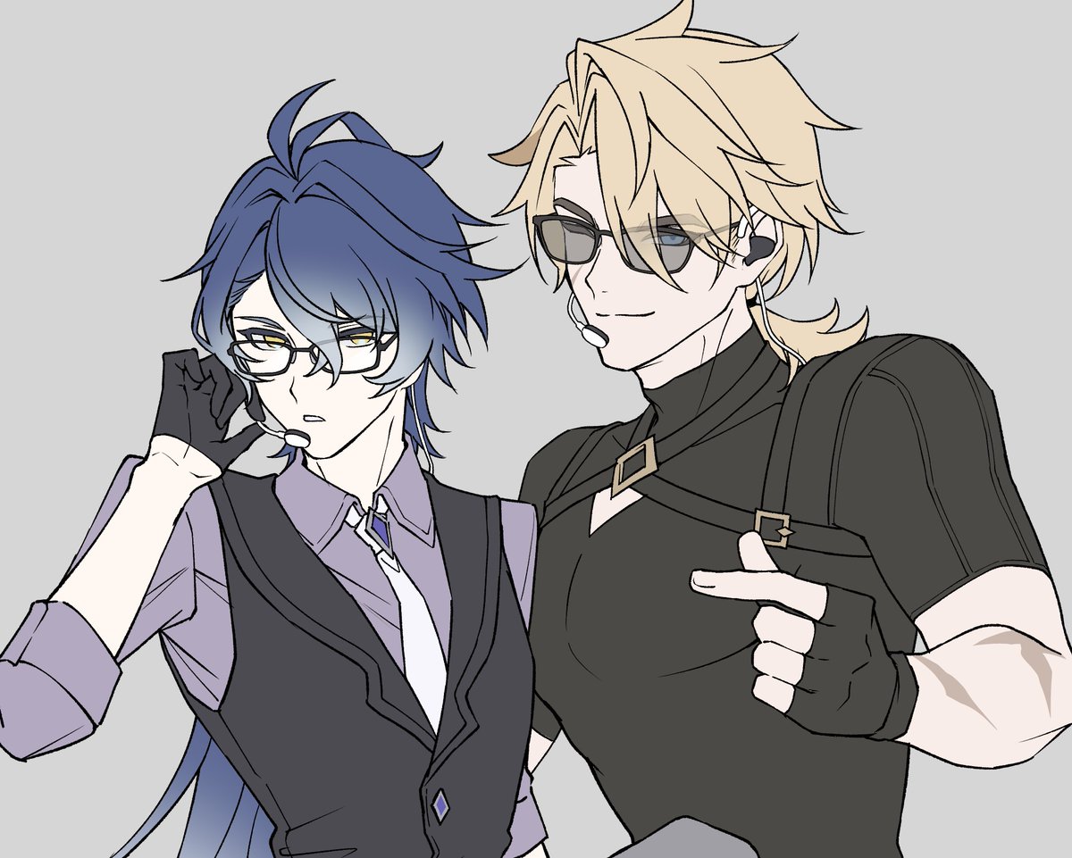 oshizu_crab31's tweet image. アイドルパロで眼鏡かけてる2人見てぇ～