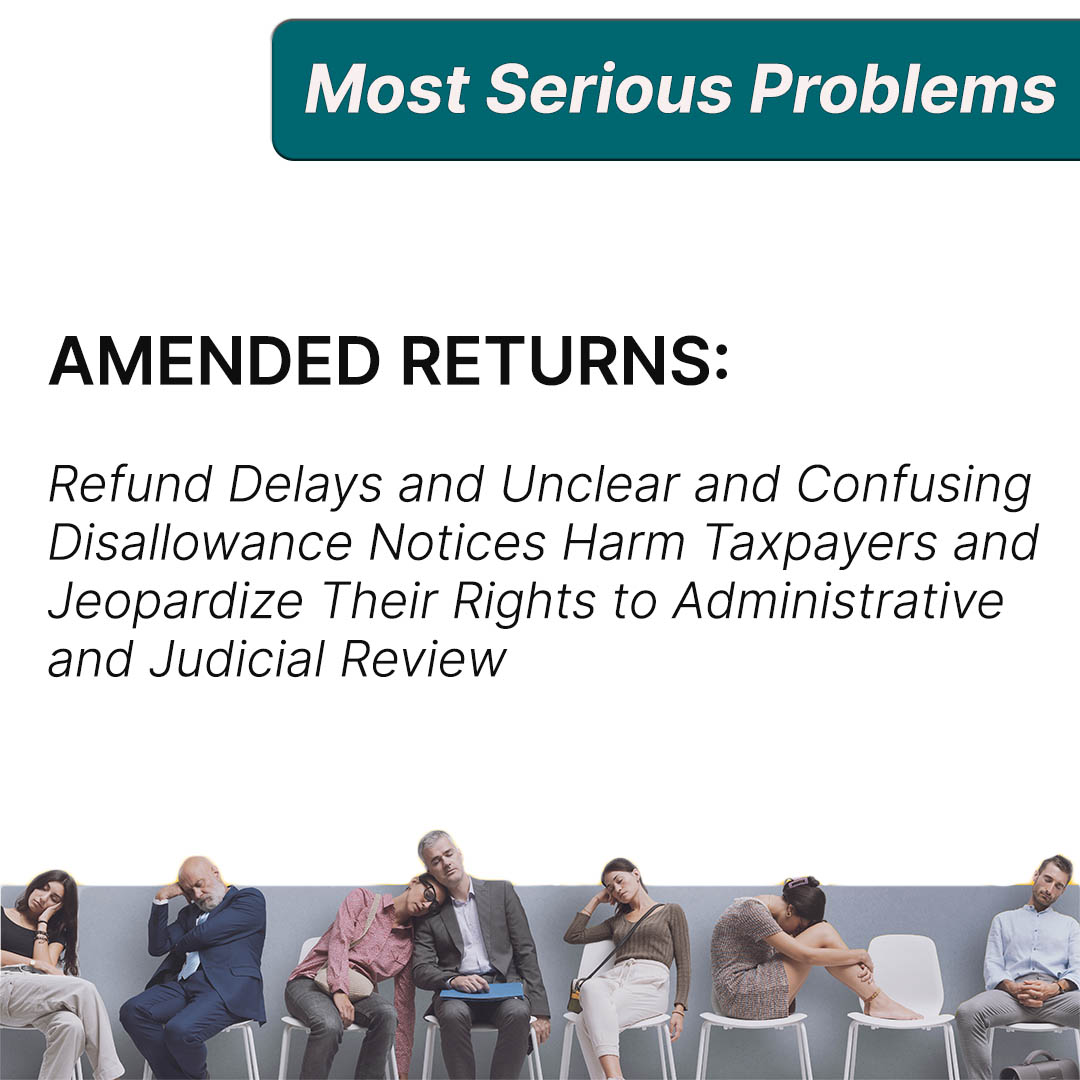 YourVoiceAtIRS's tweet photo. Business &amp; Individual Amended Return processing delays can cause undue hardships for businesses &amp; taxpayers, especially low-income. We recommend the IRS take additional steps to automate processing amended returns. Read more on this outlined in #ARC2025. https://t.co/rUkLsjiYD3 https://t.co/Ds4KDNTrhe