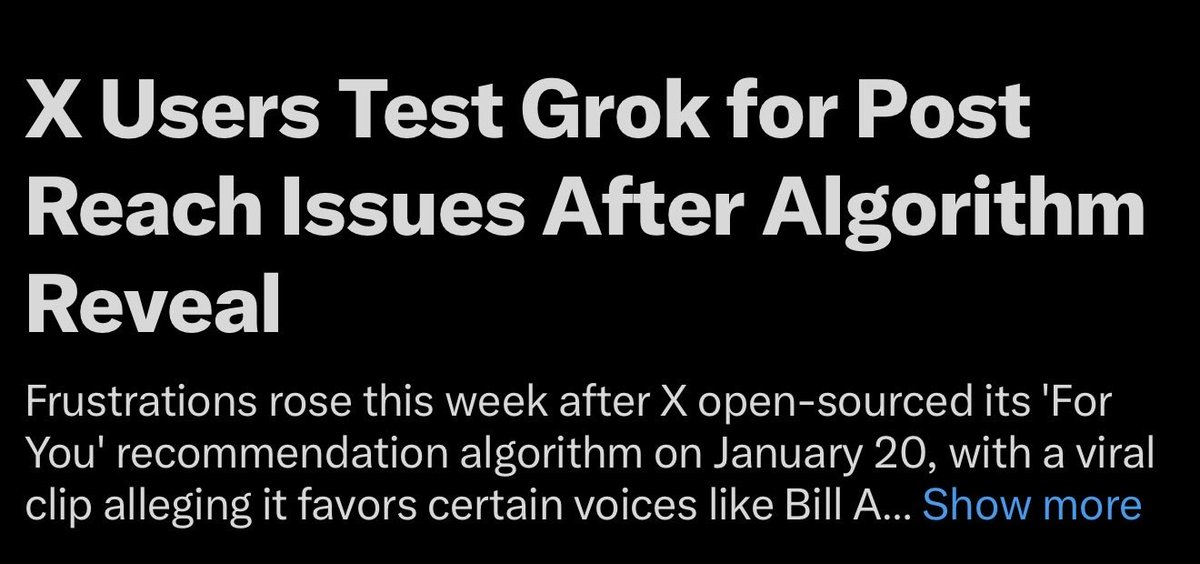 Has the X algorithm ever been this bad? The throttling is so crazy it’s almost not even worth posting

Even X has news saying the throttling started with X open sourced the algo and that’s the same day both my reach and new followers plummeted

Whatever is going on is horrible