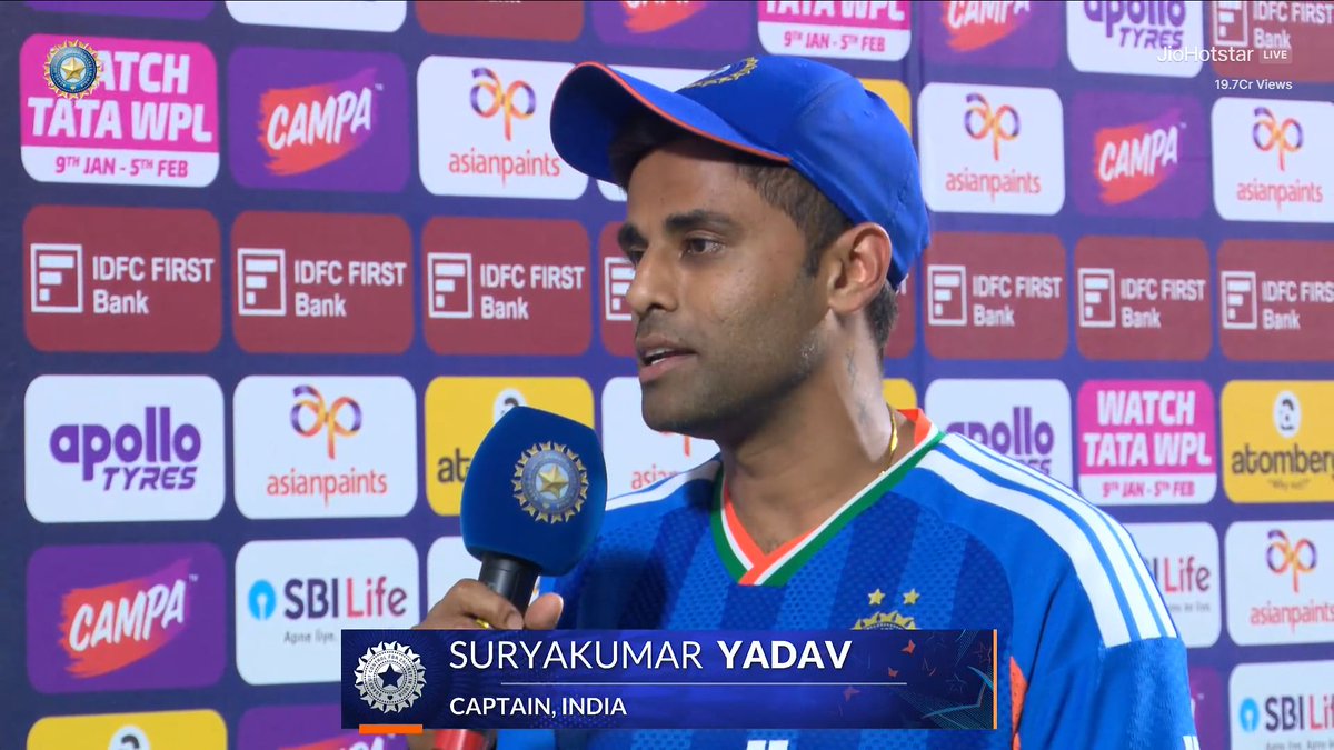 Suryakumar Yadav said "We purposely played 6 batters today, we wanted to challenge ourselves - for example chasing 180 or 200, as well wanted to see, if we are 2 down or 3 down, we wanted to play all the players who are part of the T20 World Cup".