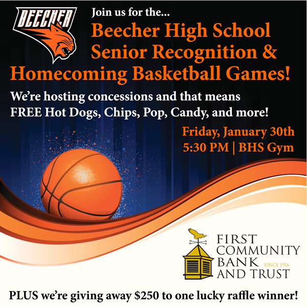 Don’t forget – we’re hosting concessions on Friday, January 30th at <a href="/Beecher200U/">Beecher200U</a>! Join us at 5:30 PM for free food, school spirit, and a $250 raffle. See you there! 🏀🐾