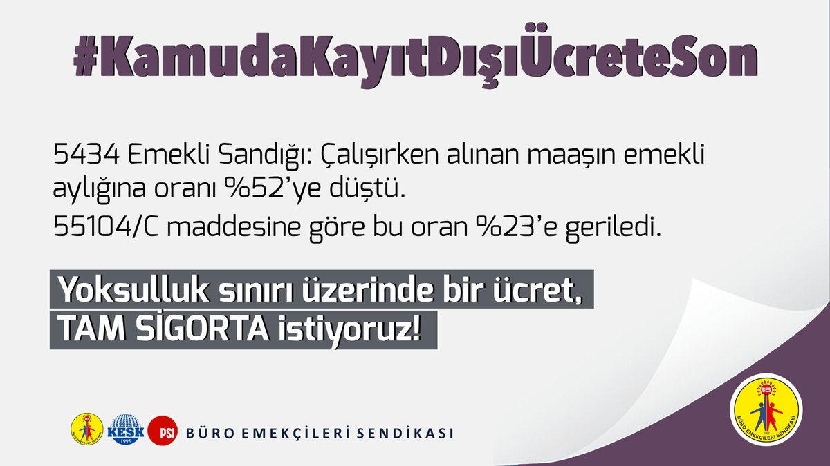 Yoksulluk sınırı üzerinde bir ücret, TAM SİGORTA istiyoruz.

İmza kampanyamız seni bekliyor 👇
change.org/KAMUDAKAYITDIŞ…

#KamudaKayıtDışıÜcreteSon

<a href="/csgbakanligi/">T.C. Çalışma ve Sosyal Güvenlik Bakanlığı</a>
<a href="/TBMMresmi/">TBMM</a>