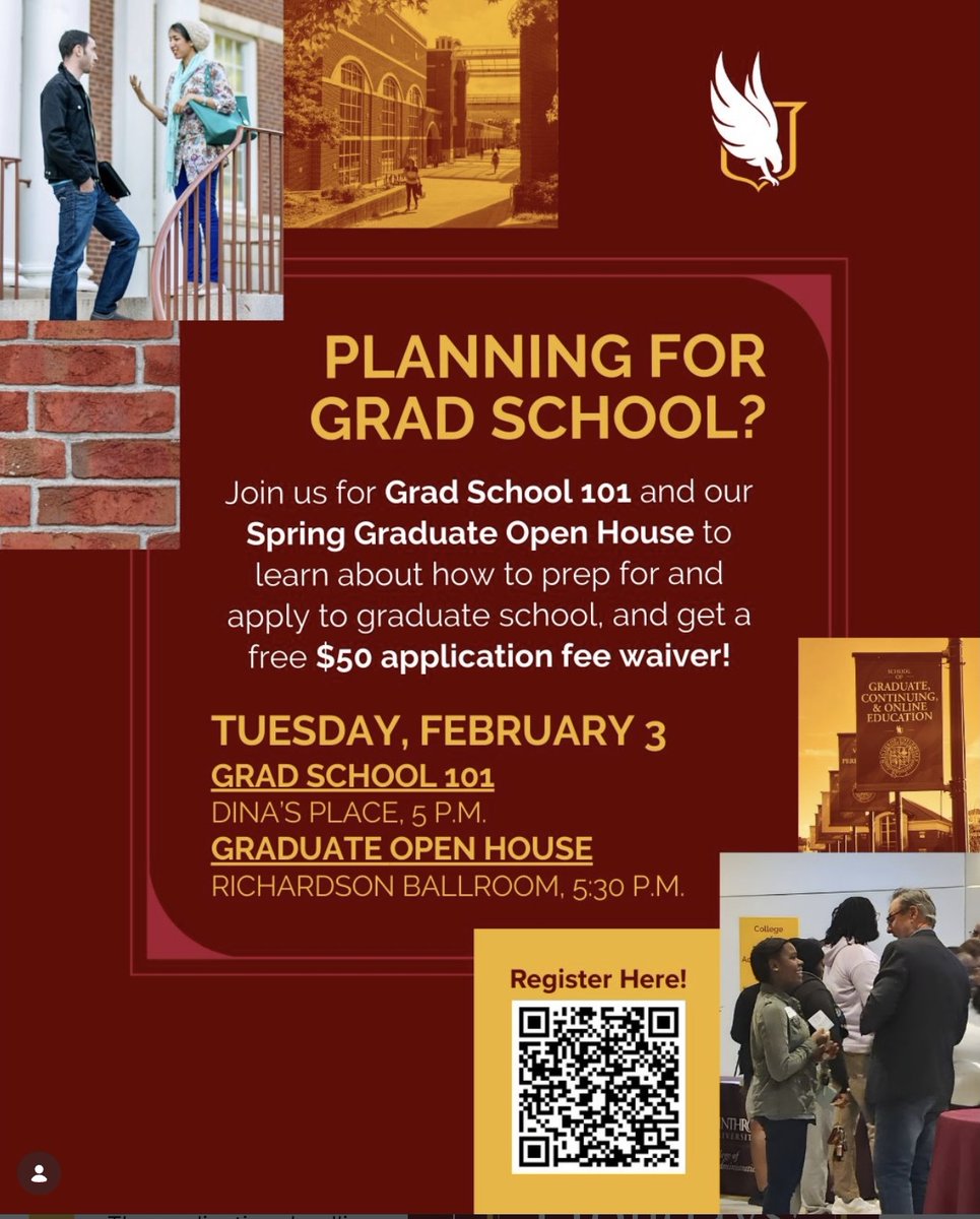 WUSocialWork's tweet photo. Interested in Graduate School?

Join @WinthropGrad for their Grad School Open House on Tuesday, February 3, 2026!

You will receive a $50 application fee wavier to apply to our MSW program as well! https://t.co/1ZWyk9FyAn