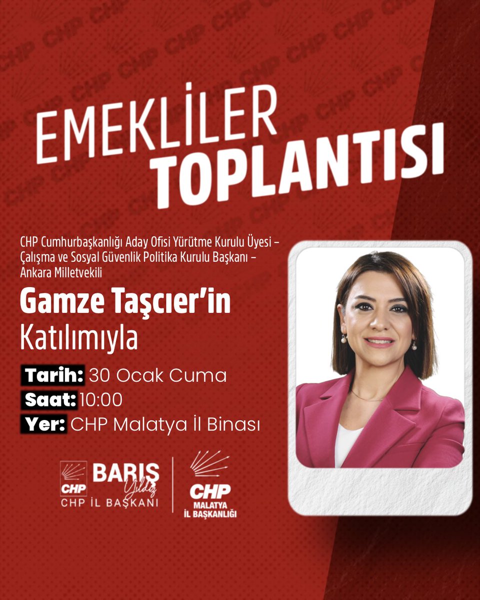Cumhurbaşkanlığı Aday Ofisi Yürütme Kurulu Üyesi,
Çalışma ve Sosyal Güvenlik Politika Kurulu Başkanı,
Ankara Milletvekilimiz Gamze Taşcıer’in katılımıyla
Emekliler Toplantısı gerçekleştiriyoruz.
<a href="/gamzetascier/">Gamze ŞENGEL TAŞCIER</a>