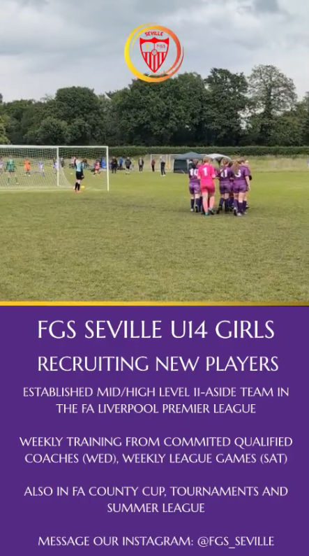 JosephSconce1's tweet photo. On of the LPL girls league U14s teams are lookign to recruit.
Contact on their instagram at the bottom of the advert 
@LCFA_Referees @Liverpool_CFA @LCPL2012 https://t.co/fexNMpY79C