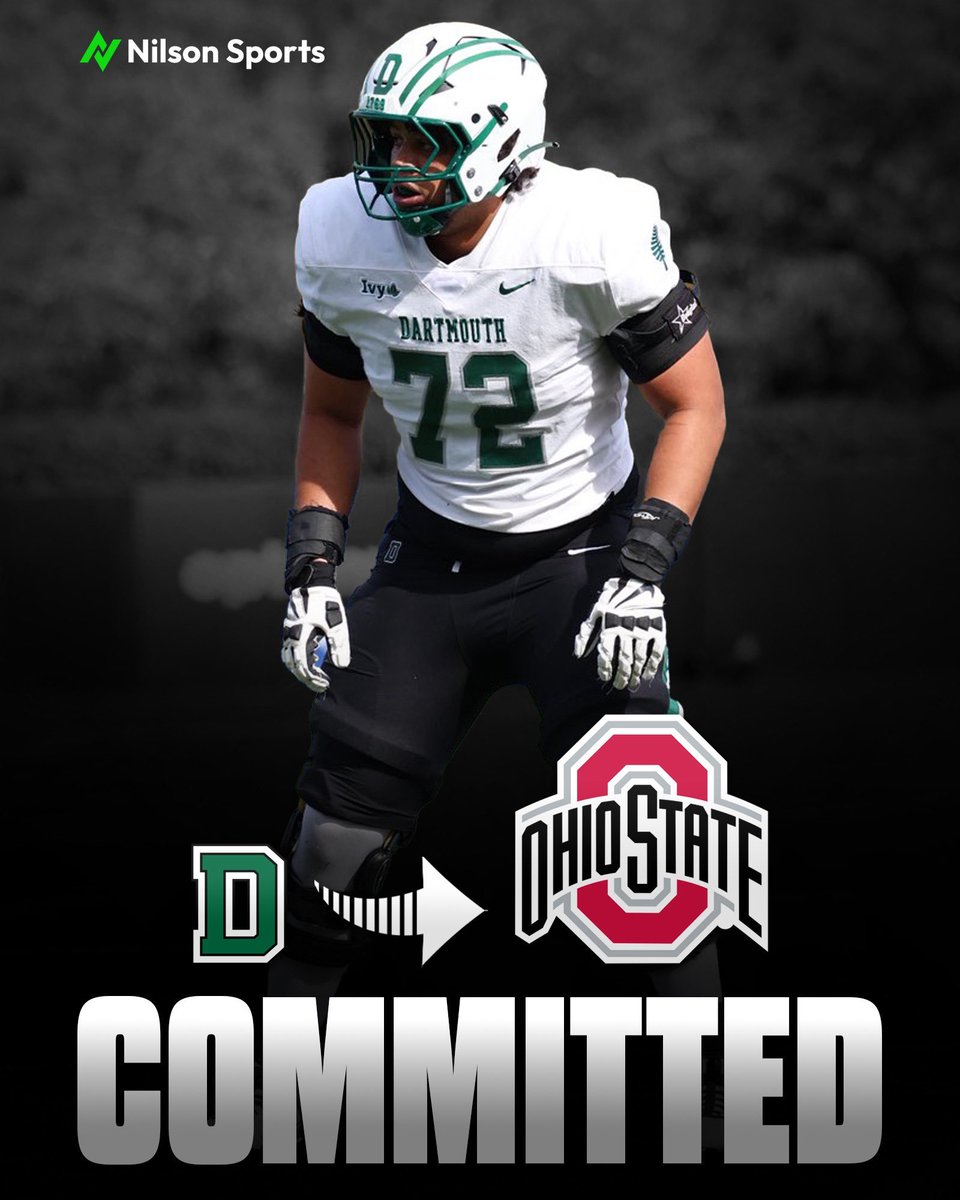 Dartmouth OT Vasean Washington (<a href="/VaseanW/">Vasean Washington</a>) has committed to Ohio State, his rep <a href="/KuhnTristen/">Tristen Kuhn</a> of <a href="/nilsonsports/">Nilson Sports</a> tells <a href="/mzenitz/">Matt Zenitz</a>, <a href="/TomLoy247/">Tom Loy</a> and me. 

The 6-foot-5, 290-pounder has OG and OT experience, and has allowed only 1 sack in over 700 career snaps. 

247sports.com/player/vasean-…