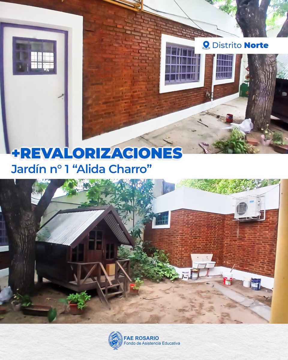 FAERosario_'s tweet photo. 🚧OBRAS FAE

📍Jardín Nº1 "Alida Charro” #DistritoNorte 

👉Intervenciones de revalorización en  fachada, aulas y dirección de la institución

Trabajando codo a codo por más y mejor educación pública❤️ https://t.co/X36CF631FO