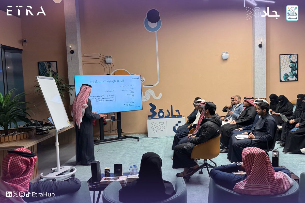 EtraHub's tweet photo. بعد منافسة مليئة بالإبداع والحلول التقنية المميزة مع #أصدقاء_إترا، يسعدنا الإعلان عن المراكز الأولى في معسكر Jada Network Lab 🤩🔥

🥇 المركز الأول: 
- أحمد البلوي 
- بسام العتيبي 
- وليد عبدالغني 
- أمين الشمري 
- أحمد الحربي

🥈 المركز الثاني: 
- ذكرى العنزي 
- غدير الشهراني 
- ليان العنزي 
- ميلاف الحربي 
- روان العتيبي
- شهد العمراني

🥉 المركز الثالث:  
- مرام الشهري   
- ريناد الحربي
- حنين الناصر
- رغد المطيري
- شوق المسعودي

نبارك للجميع، مشاريعكم كانت على مستوى عالٍ من الاحتراف، وكلنا ثقة أن القادم لكم أفضل 💜👏🏻

#معسكرات_إترا 
#معسكر_Network_Lab
#جادة30_تبوك