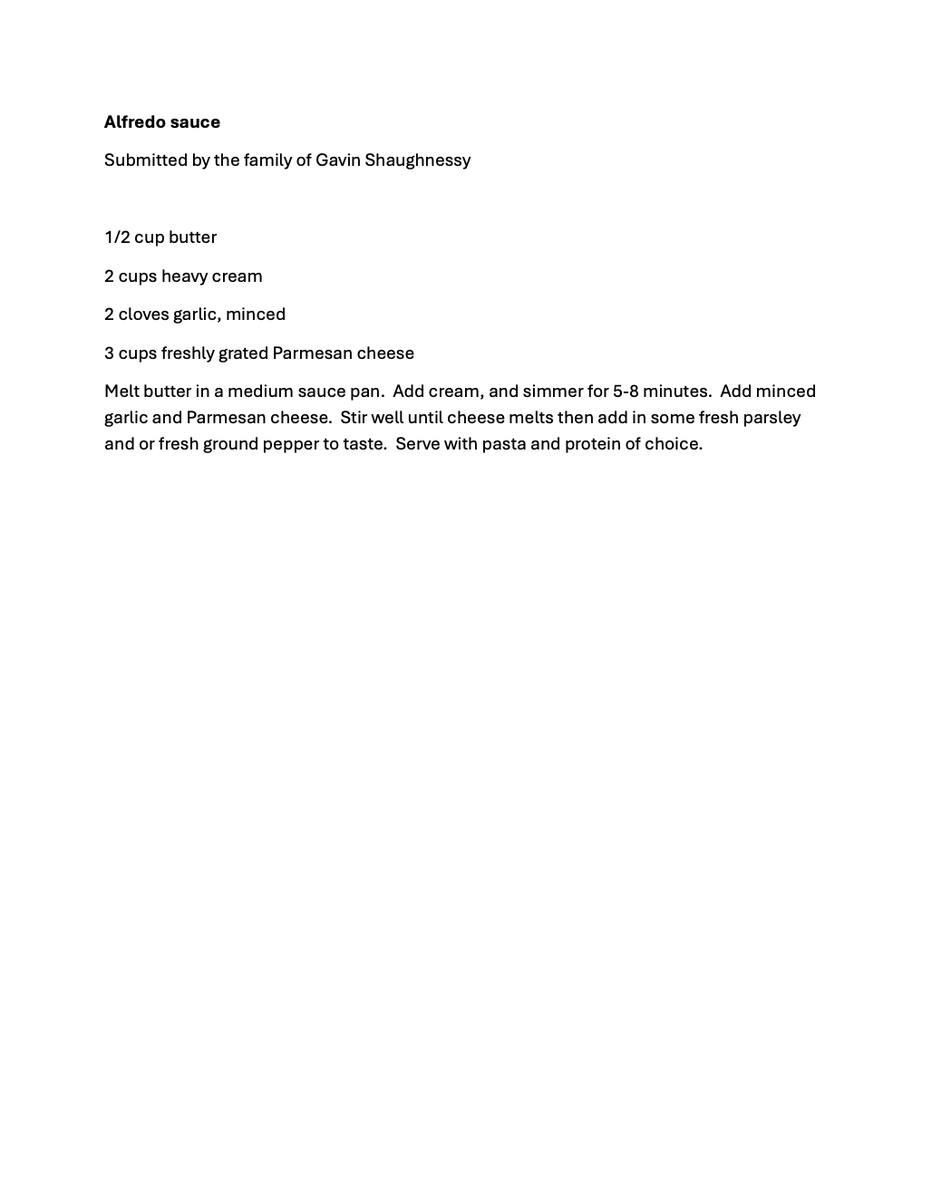 Rockhurstdining's tweet image. This week's student comfort food recipe is an Alfredo sauce from Gavin Shaughnessy! Try this recipe at lunch today or whip it up at home! 🍝