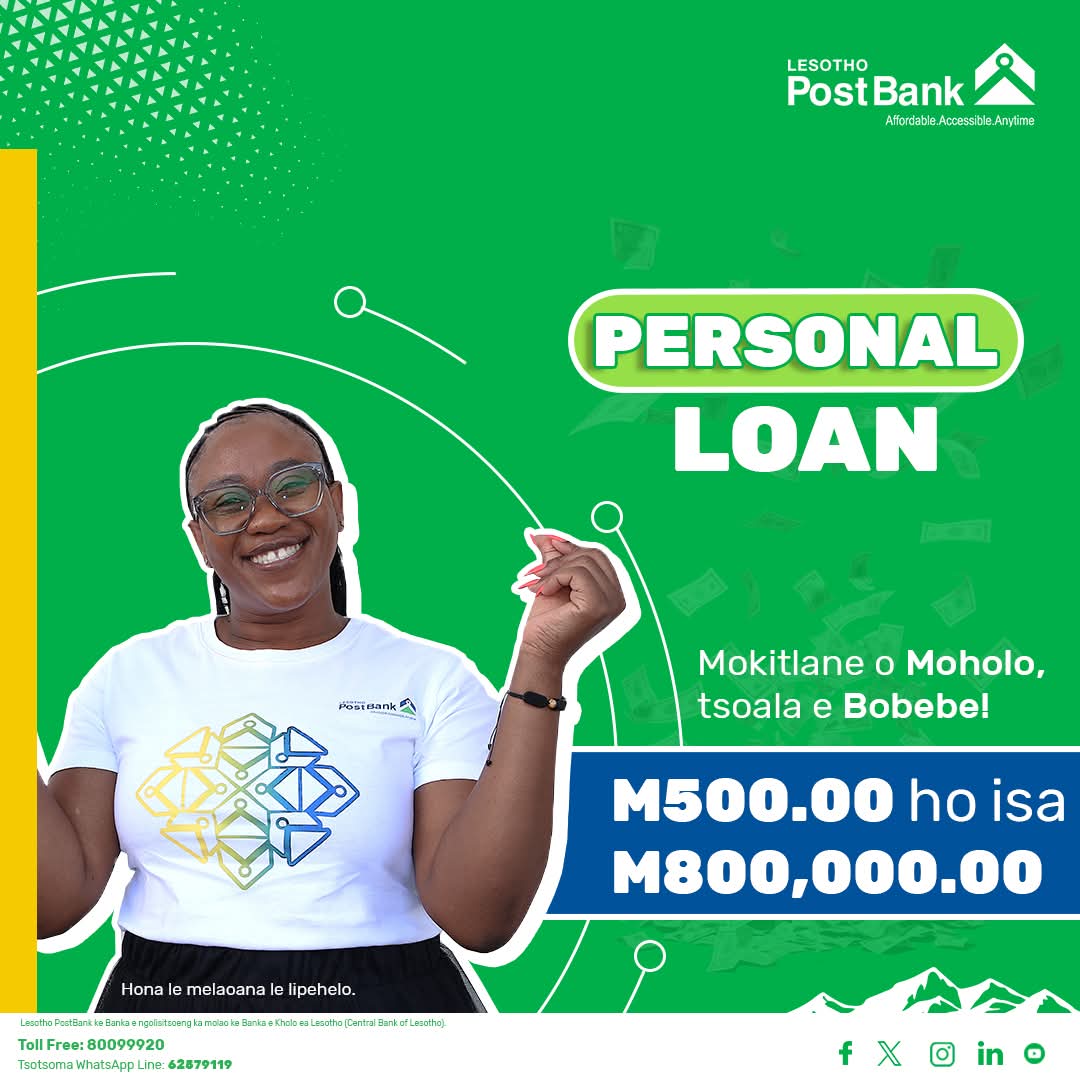#lesothoPostBank
Banka ea Basotho. Mokitlane o moholo tsoala e bobebe