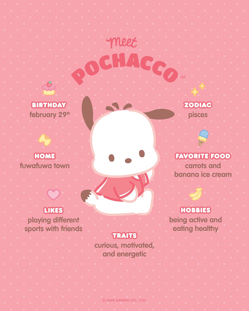 sanrio's tweet image. Say hello to February’s Friend of the Month: Pochacco ❤️✨