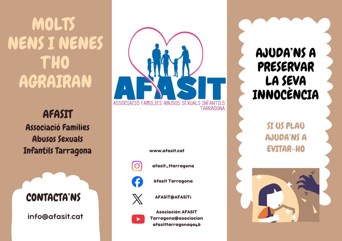 cDIGITALcSOCIAL's tweet photo. 🕯️ LLUM I VEU
Projecte educatiu creat per estudiants d’Educació Infantil de la @universitatURV  dins l’APS, en col·laboració amb @AsociacioT 
📄 Aquest tríptic informa i consciencia sobre els abusos sexuals infantils, la seva prevenció i el paper clau de tota la societat. https://t.co/ihUxQUSpvV