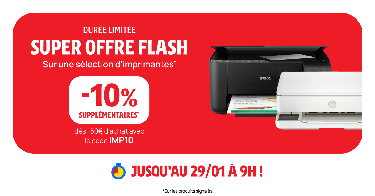 Darty_Officiel's tweet photo. #OffreFlash ⏰ Jusqu'à demain 9h seulement !
🖨️ Profitez de -10% supplémentaires dès 150€ d'achat avec le code IMP10 sur une sélection d'imprimantes.
👉 https://t.co/KxNWQQUwdm https://t.co/muIYQ4G9wK