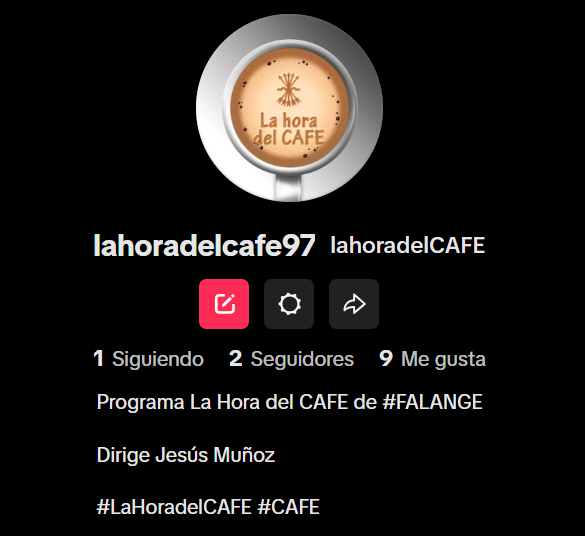 LaHora_delCAFE's tweet photo. 🖥️Nuevo canal de Tik Tok de "La Hora del CAFE" que sustituye al que nos han cerrado

En este canal está todo lo relacionado con #LaHoradelCAFÉ, incluidos los enlaces a los audios y vídeos de todos los programas de @LaHora_delCAFE #LHDC

📡 https://t.co/lDXgGQawt9

Dirigido por Jesús Muñoz @MasRazonqUnSant

¡Suscríbete, Escucha y Difunde!