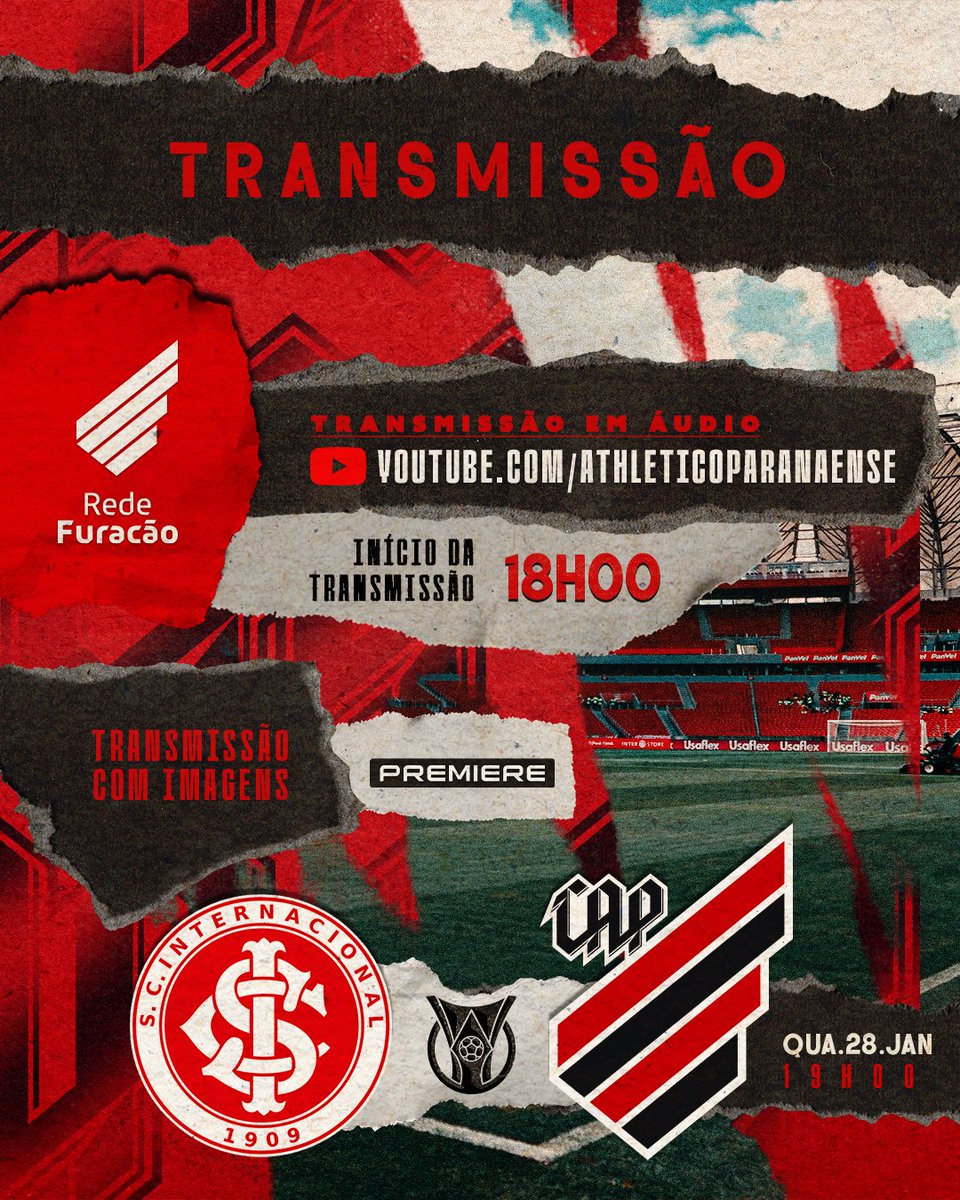 AthleticoPR's tweet photo. 🌪️ É dia de estreia. É dia de torcer com a gente!
A Rede Furacão traz a cobertura especial de #INTxCAP a partir das 18h. Tem pré-jogo com conteúdos exclusivos e a narração da partida.
🎥 https://t.co/N2pKsb23SM https://t.co/lELdkXwtHI