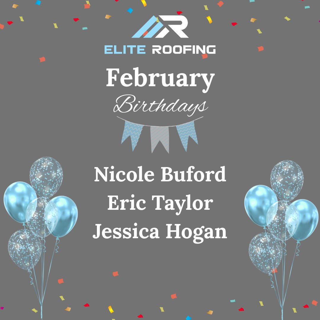 eliteroofpro's tweet image. 🎈 February birthdays are here! 🎈

Happy Birthday to Nicole Buford, Eric Taylor, and Jessica Hogan — we hope your month is filled with celebration and success! 🎂👏

#EliteRoofing #BirthdayShoutout #TeamCelebration #February