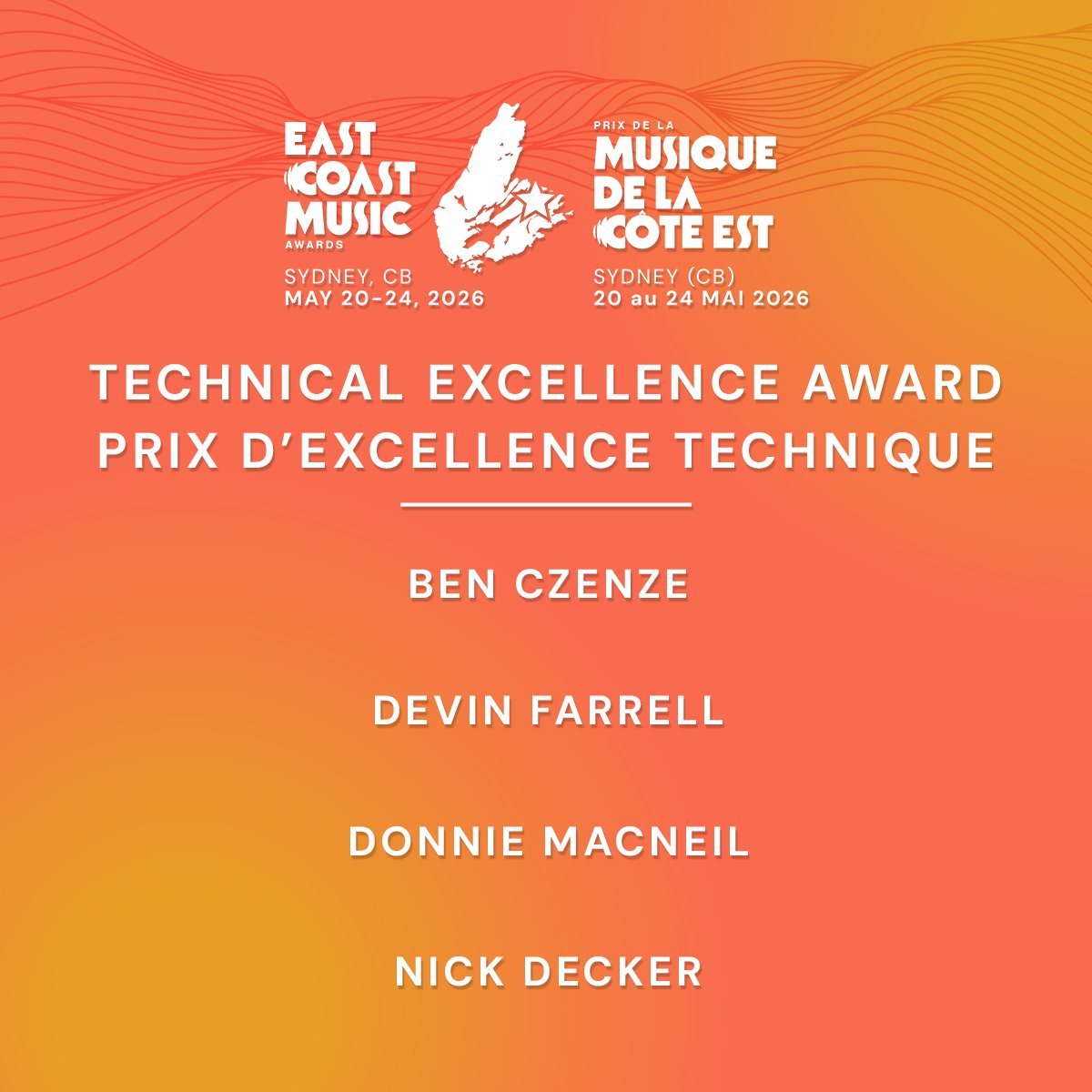 ecmaofficial's tweet photo. Congratulations to our incredible lineup of industry award nominees for this year's ECMA Awards! Part 1 of 2.

#ECMA2026 #EastCoastMusic https://t.co/R4wryKwYzV