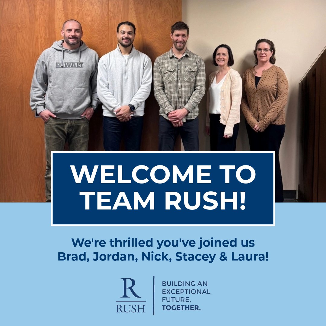 🎉 Welcome to the team, Brad, Jordan, Nick, Stacey &amp; Laura! 🎉 

Our latest Quarterly Lunch with Leadership brought together new hires from across Rush for great conversation with our leadership team. We’re excited to have you onboard! 👏

#wearerush #teamrush #newhires