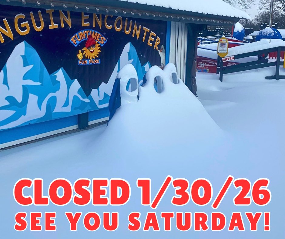 😱THE PENGUINS ARE DROWNING!
We will be Closed FRI, Jan. 30th as we continue our snow redistribution.
❄️SEE YOU SATURDAY for more FUN in the Snow!