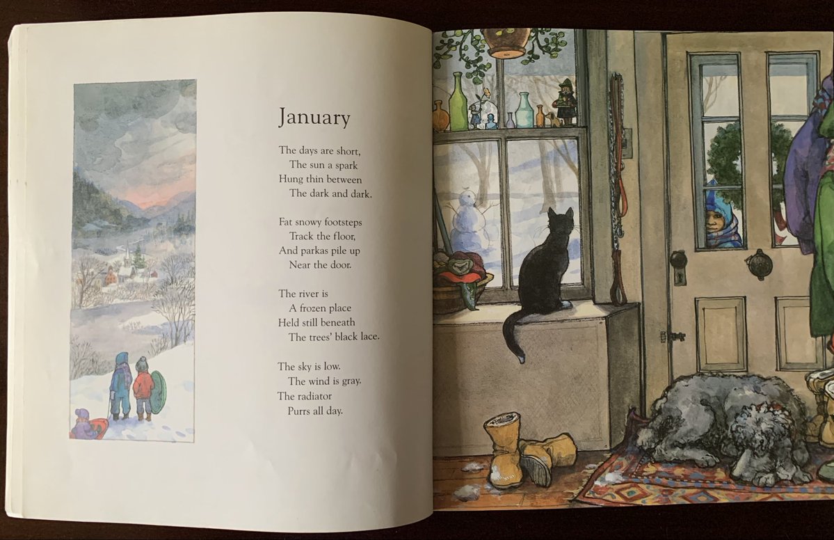 John Updike's poem for January from "A Child's Calendar" with illustrations by Trina Schart Hyman. #poetry #childrenspoetry #JohnUpdike #winter #January