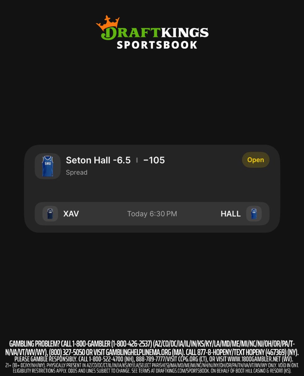 CBB Play of the Day (20-10): Seton Hall -6.5 vs. Xavier (-105) #DKPartner 

-Seton Hall’s offense isn’t the best but when it comes to against Xavier I expect them to keep up with them scoring wise 

-Seton Hall has a top 10 scoring defense and I expect them to shut down most