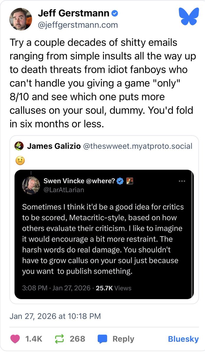 Pirat_Nation's tweet image. Larian CEO Swen Vincke Thinks Game Reviewers Should Also Be Reviewed

Vincke now thinks there should be a system where video game reviewers are critiqued and given a score too.

Leftist game journos are turning on Swen