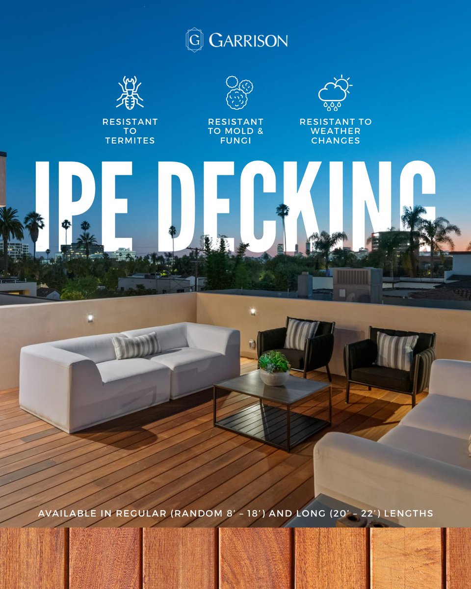 garrisonfloors's tweet photo. Spring is around the corner, time to upgrade your deck! 🌸

As the days get longer and outdoor living calls, now’s the perfect time to elevate your space with Ipe decking. 

#GarrisonCollection https://t.co/HxOiKWsqK5