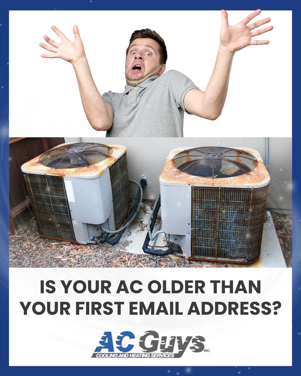 If your AC is from the prehistoric era (or the 90s), it’s TIME. ❄️ New systems are quieter, colder, and cheaper to run! Reach out today to book your service! 🔧 ow.ly/zmoI50XyTyP #ACUpgrade #ReplaceOldAC #CoolerHome #ACGuys