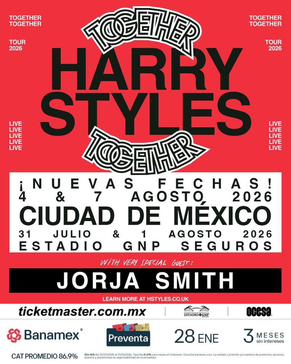 aesquinca's tweet photo. ¡¡Las primeras 2 fechas para el TOGETHER TOGETHER TOUR 2026 del #AlfaArtista @Harry_Styles fueron SOLD OUT!!
¡🚨PERO acaba de de anunciar 2 fechas mas! 
¡La preventa es AHORITA! 
Y en @alfa913fm tendremos boletos, estén atentos!! https://t.co/ov14tIeM9C