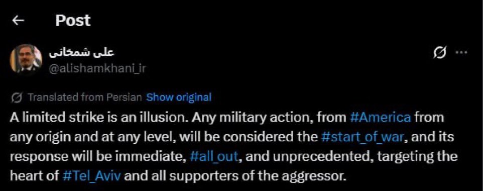 xandersobhani's tweet image. کسجیغ اعظم تروریست!

شمخانی: پاسخ ما فوری خواهد بود و متجاوز، همه حامیان او و قلب تل‌آویو را هدف قرار خواهد داد