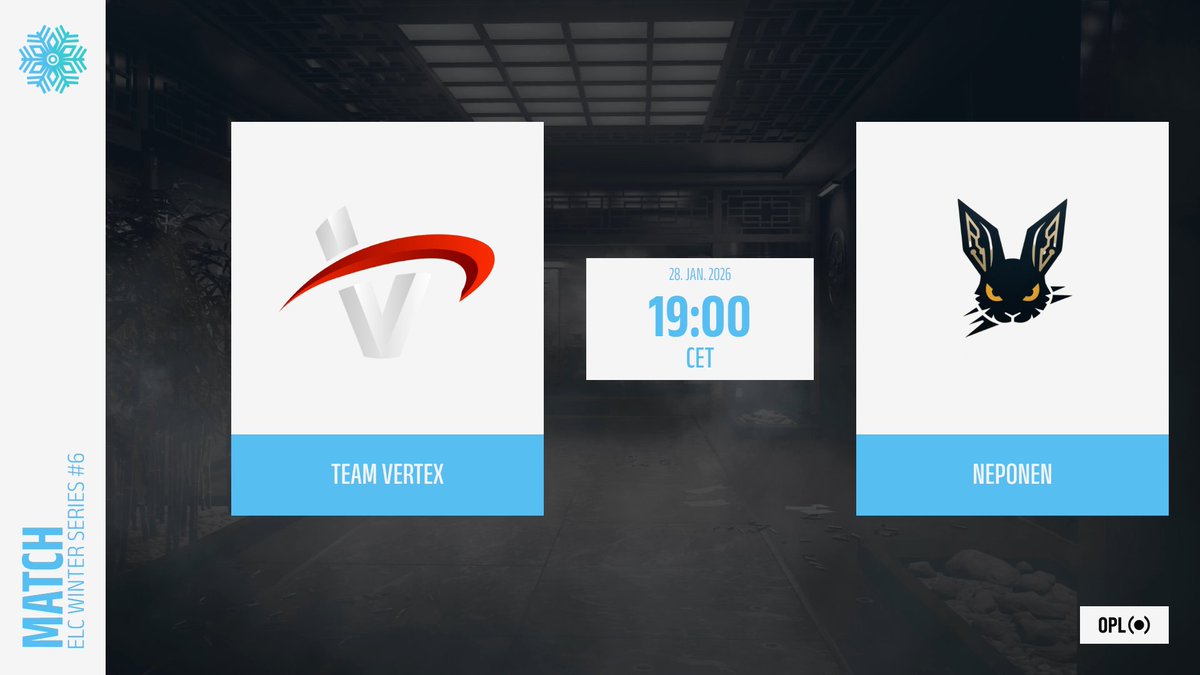 ELC_EsportsR6's tweet photo. [𝗘𝗟𝗖 𝗪𝗶𝗻𝘁𝗲𝗿 𝗦𝗲𝗿𝗶𝗲𝘀 #𝟲] Championship

The group stage of Playday 3 begins tonight. We start now :

@VrtexDE 🆚 #NEPONEN
🕖 19:00 CET
🗺️ Bo1

🎙️ @ItsTraviiiii &amp; @dieanic 
Prod : @haz3shot 
Obs : @T1G37 

🔴 https://t.co/bjM4SBN0PO

#WeAreELC #ELCWinterSeries https://t.co/6f29ATZwjV