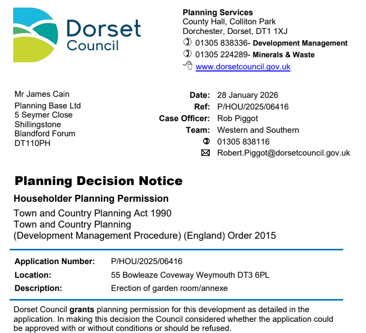 PlanningBase's tweet image. @planningbase obtains permission for new annexe within coastal area of #Weymouth #planningconsultantweymouth #planningconsultantdorset