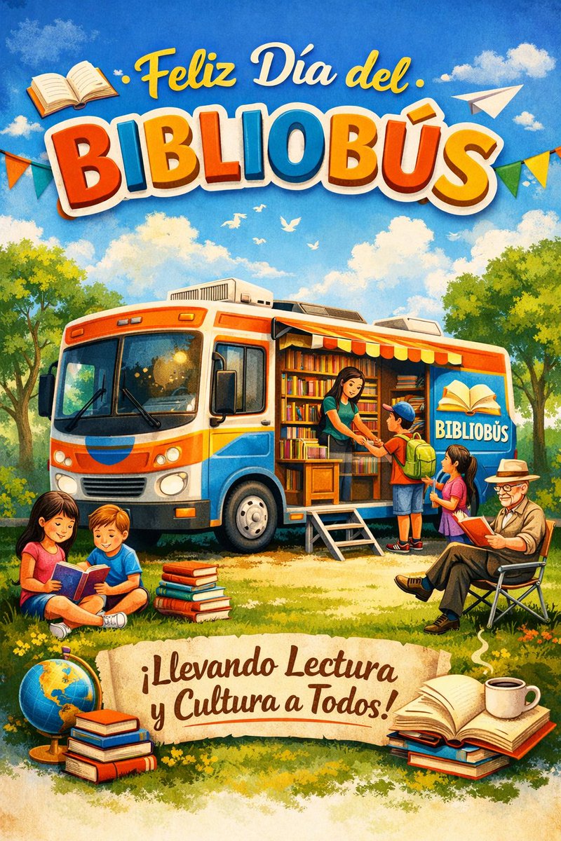 📚🚌 Día de los Bibliobuses 🚌📚
Hoy celebramos a esos viajeros incansables que llevan historias, conocimiento y sueños a cada rincón: los bibliobuses 
Gracias por acercar la lectura allí donde las estanterías no llegan.  
#díadelosbibliobuses #bibliobús  #lecturaparatodos