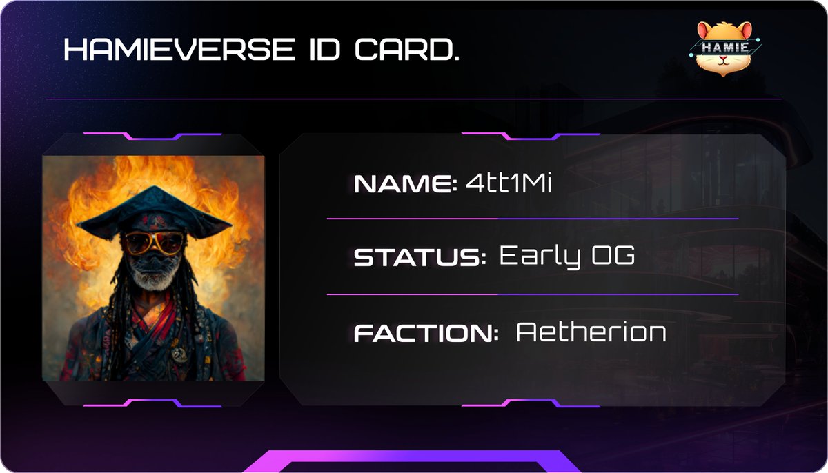 hamieverse id card secured on <a href="/hamieverse/">The Hamieverse</a> 

faction: aetherion  everyone who joins gets the early og role future perks locked in

EARLY OG! and u? #Abstract