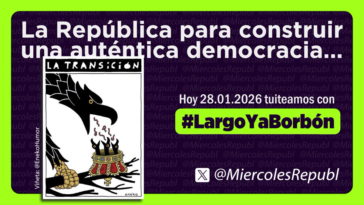 La monarquía borbónica la componen un grupo de parásitos que el Pueblo ni quiere ni necesita. Lo que el Pueblo quiere (y necesita) es la 3ª REPÚBLICA.
#LargoYaBorbón