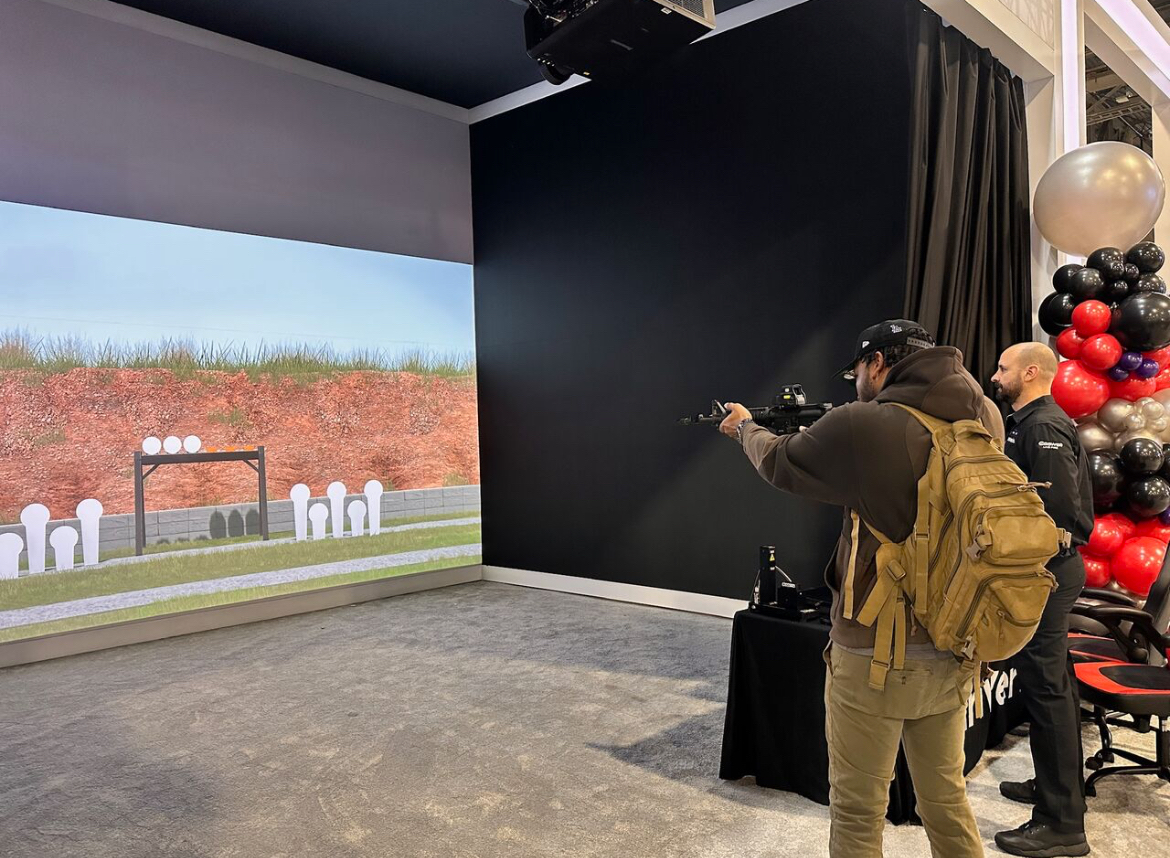 Panasonic_PND's tweet photo. Proud to see our #projectiontechnology powering immersive Live Fire Training &amp; Simulation at last week's #ShotShow2026 in the InVeris Training Solutions booth. Supporting the defense and training community with visualization built for mission-critical environments. 🎯 https://t.co/YTeV5W9guF