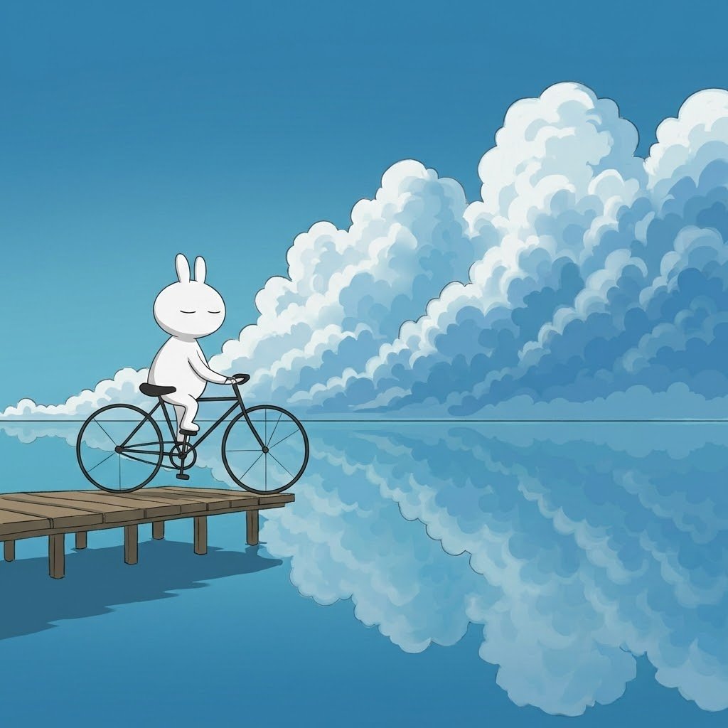 It's a bunny on a bike