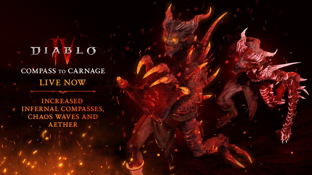 The path ahead is paved with carnage.

The Compass to Carnage is Live Now. Take down even more Chaos Waves to earn additional Infernal Compasses and increased Aether now through Feb 4.