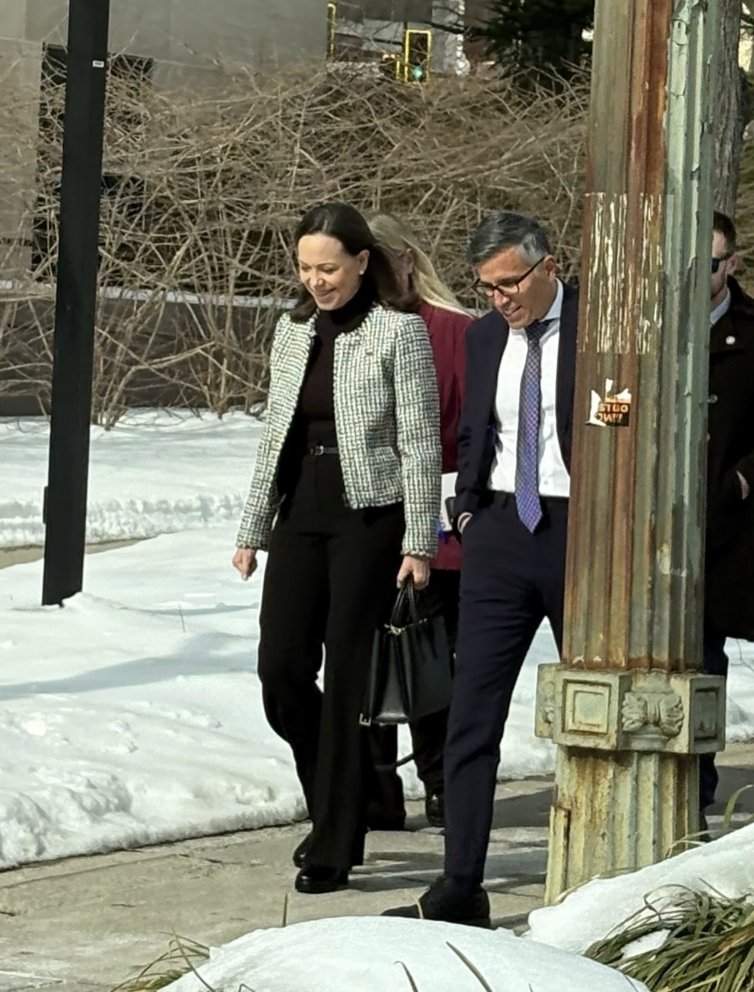 #AHORA | María Corina Machado llega a la sede del Departamento de Estado para reunión con el secretario Marco Rubio.