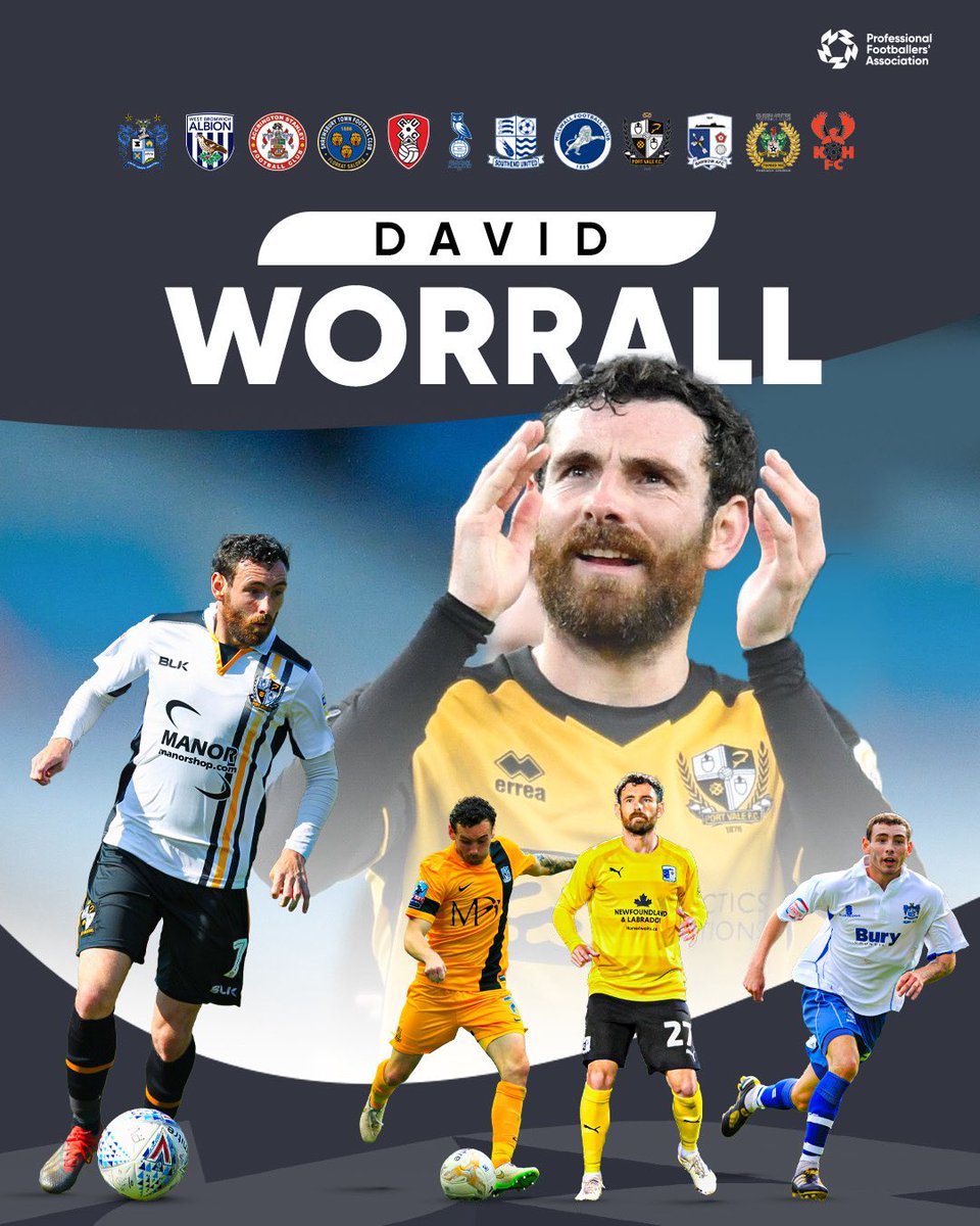 PFA's tweet photo. EFL stalwart David Worrall has called time on his career after 20 years.

The 35-year-old made over 550 professional appearances for 12 clubs, including Port Vale, Southend United, Millwall and Bury, earning promotion at each before ultimately finishing his career at Barrow.  He was named club Player of the Year twice in his career, first at Bury in 2012 and then at Port Vale in 2020.

We congratulate David on a brilliant career and wish him every success in his new role as First Team Coach under Paul Gallagher at Barrow 🤝