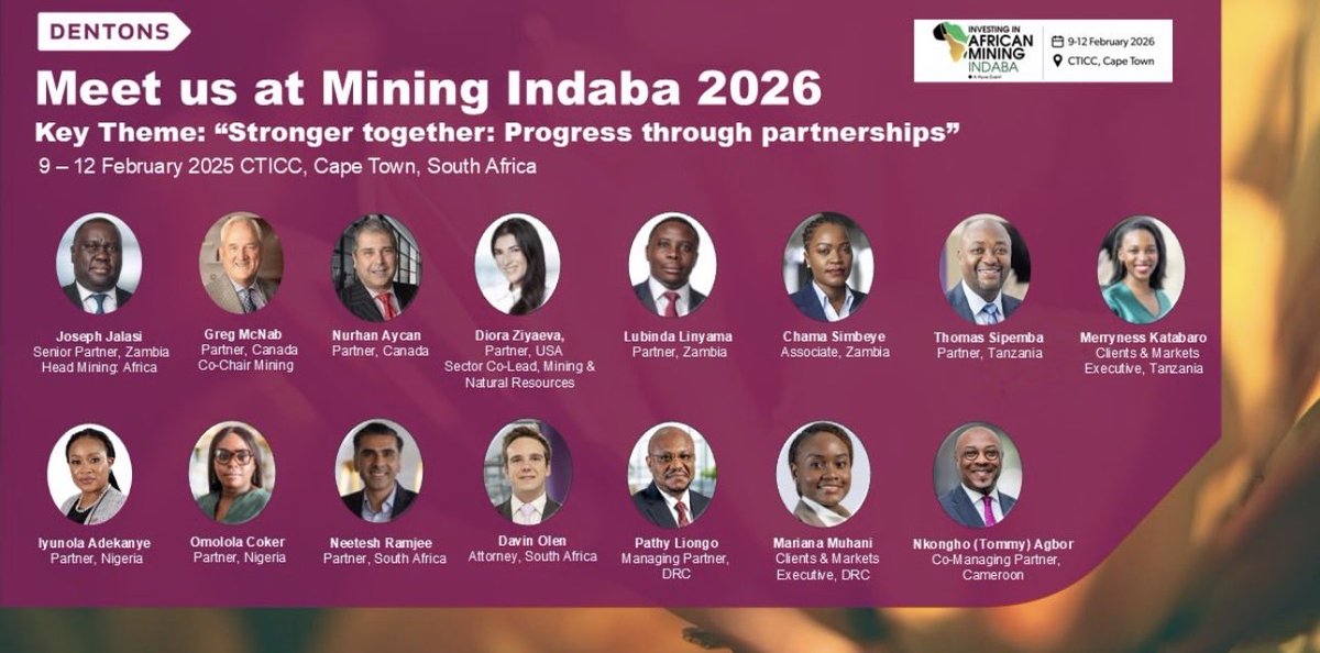 lubsli's tweet photo. Proud to join the Dentons team at Mining Indaba 2026, Cape Town.

Where minerals meet capital, governance, and global legal insight.

Dentons. Always Ahead. https://t.co/lsSRRJmPHZ