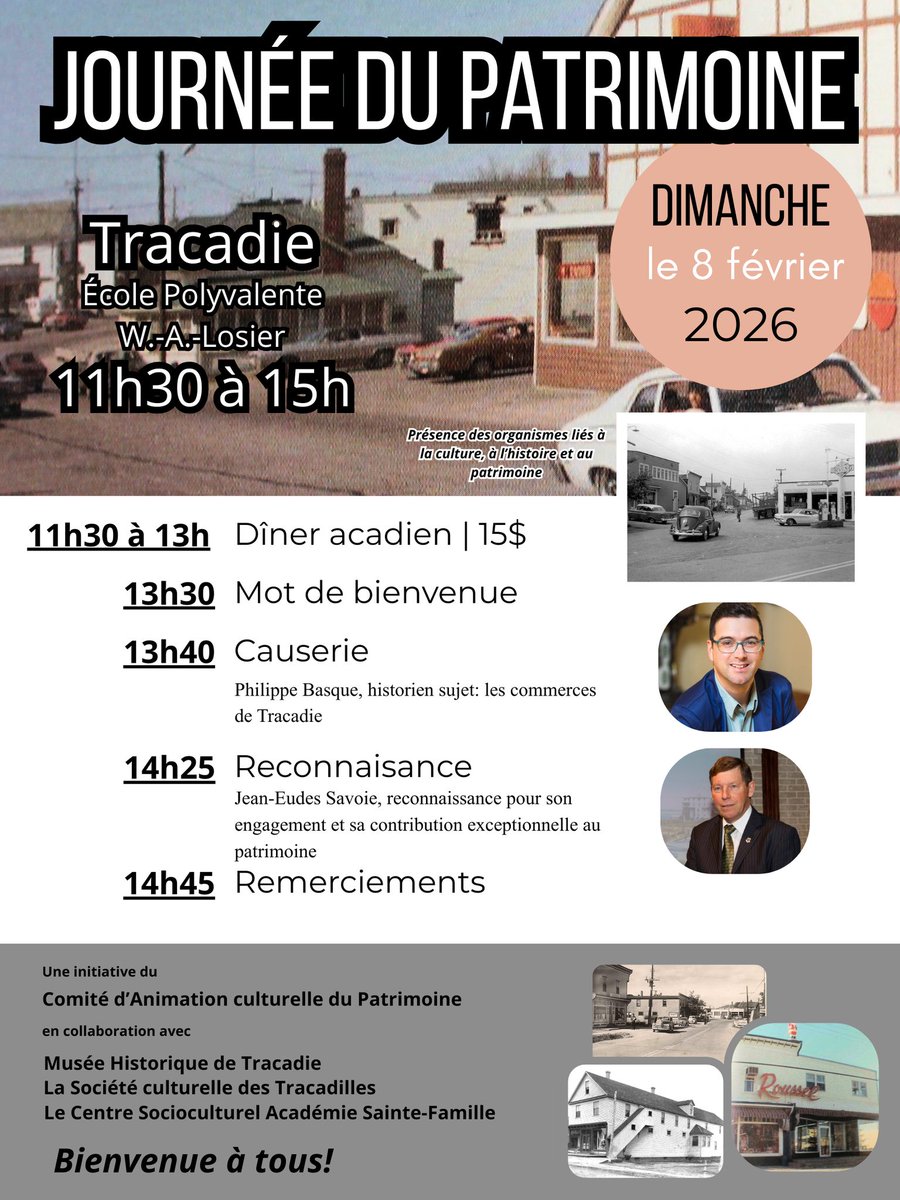 CREDIT  : Musée Historique de Tracadie/ Historical Museum of Tracadie
Ça se passe le 8 février. Bienvenue à tous et à toutes!